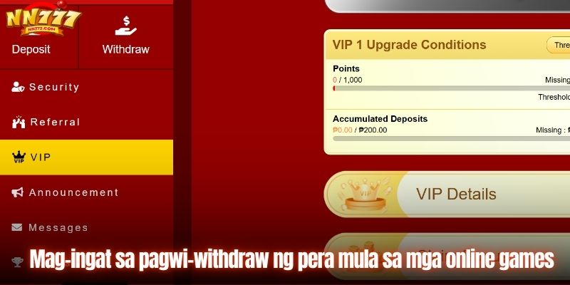 Mag-ingat sa pagwi-withdraw ng pera mula sa mga online games
