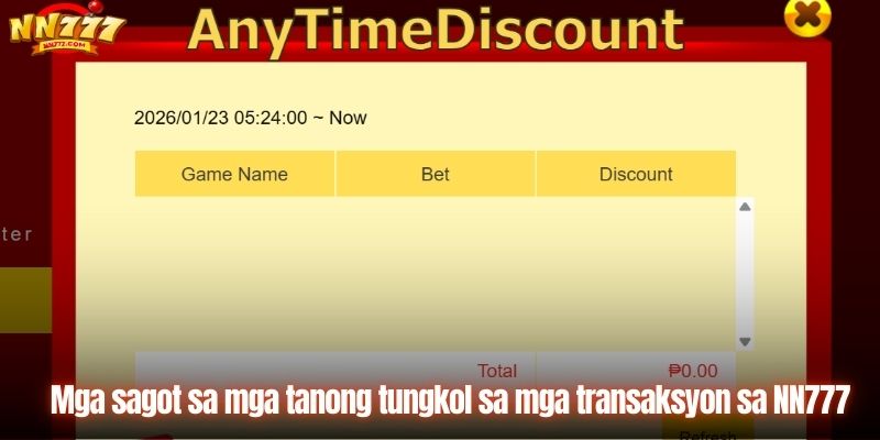 Mga sagot sa mga tanong tungkol sa mga transaksyon sa NN777